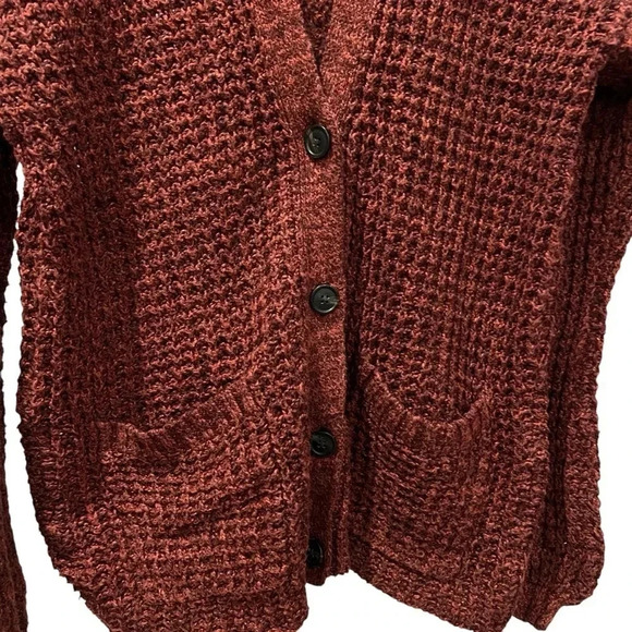 American Eagle Rust Red Open Knit Cardigan Long Sleeve Womens Size Small - Picture 5 of 8